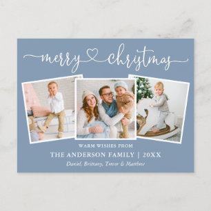 Calligrafie Kerst 3 Foto Dusty Blue Briefkaart