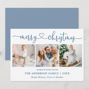 Calligrafie Kerst 3 Foto Dusty Blue Feestdagenkaart