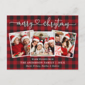 Calligrafie Kerst 3 Fotofoto Red Pset Briefkaart (Voorkant)