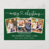 Calligrafie Kerst 3 Fotografie Groen Briefkaart (Voorkant)