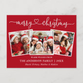 Calligrafie Kerst 3 Fotorood Briefkaart (Voorkant)