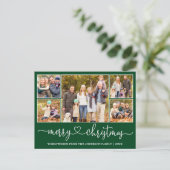 Calligrafie Kerst 5 Foto Green Holiday Briefkaart (Staand voorkant)