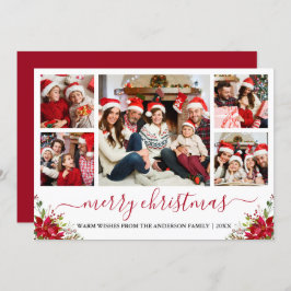 Calligrafie Kerst 5 Foto Poinsettia Feestdagenkaart
