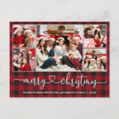 Calligrafie Kerst 5 Fotofoto Red Pset Briefkaart (Voorkant)