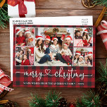 Calligrafie Kerst 5 Fotofoto Red Pset Briefkaart<br><div class="desc">Moderne kalligrafie Hardehandschrift Vast kerstfeest 5 Fotovakantie Briefkaart - Rood speldenbord</div>