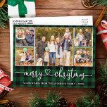 Calligrafie Kerst 5 Fotografie Groene Pset Briefkaart<br><div class="desc">Modern Calligrafiesultaat Merry Kerstmis 5 Fotovakantie Briefkaart - Green Pset</div>
