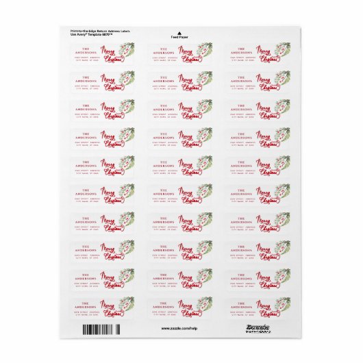 Calligrafie Kerst kerst botanische kreet Etiket (Full Sheet)