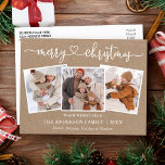 Calligrafie Kerst Kerst Kraft 3 Foto Briefkaart<br><div class="desc">Moderne kalligrafie Hartscript Merry Kerstkraft 3 Fotovakantie Briefkaart</div>
