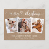 Calligrafie Kerst Kerst Kraft 3 Foto Briefkaart (Voorkant)