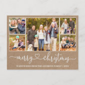 Calligrafie Kerst Kerst Kraft 5 Foto Holiday Briefkaart (Voorkant)