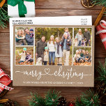 Calligrafie Kerst Kerst Kraft 5 Foto Holiday Briefkaart<br><div class="desc">Moderne kalligrafie Hartscript Merry Kerstkraft 5 Foto Holiday Briefkaart</div>