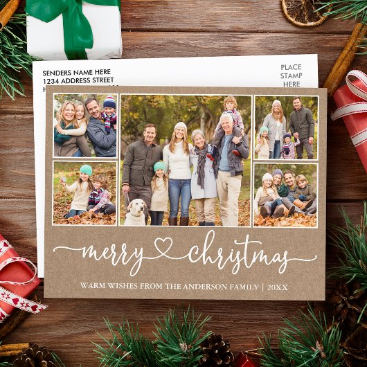 Calligrafie Kerst Kerst Kraft 5 Foto Holiday Briefkaart