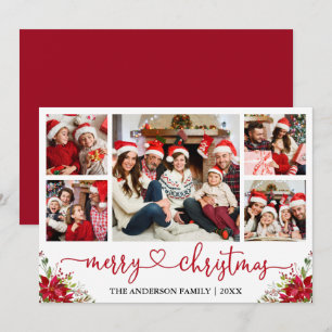 Calligrafie Kerst-kerst Poinsettia 5 Foto Feestdagenkaart