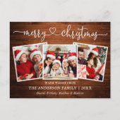 Calligrafie Kerst-kersthout 3 Foto Briefkaart (Voorkant)