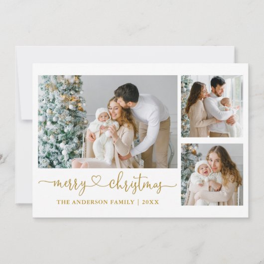 Calligrafie Kerst script 3 Foto Feestdagenkaart (Voorkant)