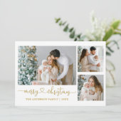 Calligrafie Kerst script 3 Foto Feestdagenkaart (Staand voorkant)