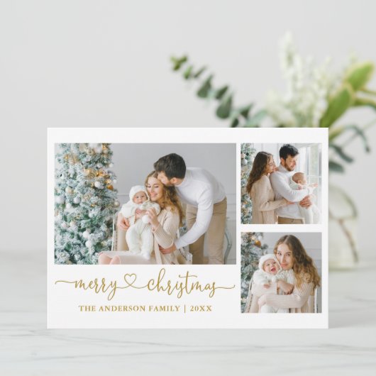 Calligrafie Kerst script 3 Foto Feestdagenkaart (Staand voorkant)