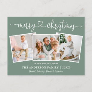 Calligrafie Kerst van het hart 3 Foto Sage Green Briefkaart