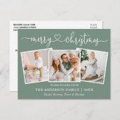 Calligrafie Kerst van het hart 3 Foto Sage Green Briefkaart (Voorkant / Achterkant)