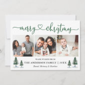 Calligrafie Kerst van het hart 3 Fotogroen Feestdagenkaart (Voorkant)