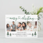 Calligrafie Kerst van het hart 3 Fotogroen Feestdagenkaart (Staand voorkant)
