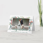 Calligrafie kerstfeest Grieks huwelijk Fold Green Feestdagen Kaart (Voorkant)