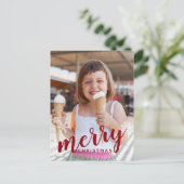 Calligrafie kerstfoto Merry Feestdagenkaart (Staand voorkant)
