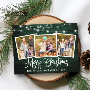 Calligrafie kerstgroen hout 3 Foto Briefkaart