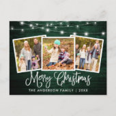 Calligrafie kerstgroen hout 3 Foto Briefkaart (Voorkant)