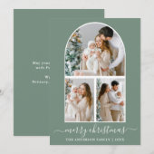 Calligrafie Kerstmis 3 Fotografie Groen Feestdagenkaart (Voorkant / Achterkant)