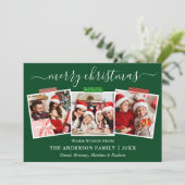 Calligrafie Kerstmis 3 Fotograft Tape Green Feestdagenkaart (Staand voorkant)