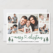 Calligrafie Kerstmis 5 Fotografie groen Feestdagenkaart (Voorkant)
