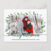 Calligrafie Kerstmis Pine Greenery Couple Green Briefkaart (Voorkant)