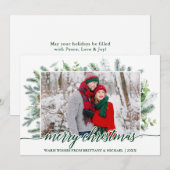 Calligrafie Kerstmis Pine Greenery Couple Green Feestdagenkaart (Voorkant / Achterkant)