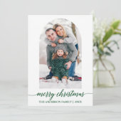 Calligrafie Kerstmis Snowflakes Groen Feestdagenkaart (Staand voorkant)