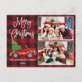 Calligrafie Kerstmis Truck 2 Foto geplakt Briefkaart (Voorkant)