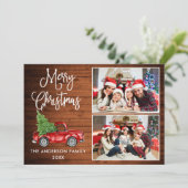 Calligrafie Kerstmis  Truck 2 Fotohout Feestdagenkaart (Staand voorkant)