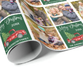 Calligrafie Kerstmis Truck 3 Fotogroen Cadeaupapier (Rol Hoek)