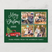 Calligrafie Kerstmis  Truck 4 Fotogroen Briefkaart (Voorkant)