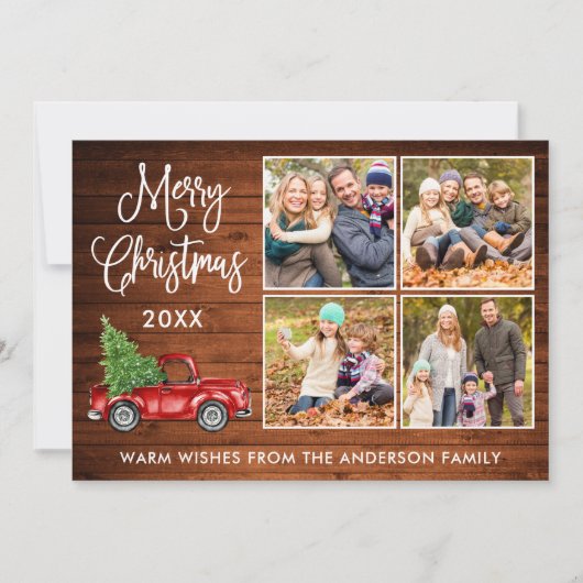 Calligrafie Kerstmis  Truck 4 Fotohout Feestdagenkaart (Voorkant)