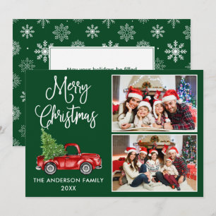 Calligrafie Kerstmis  Truck Green 2 Foto Feestdagenkaart