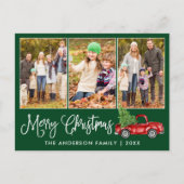 Calligrafie Kerstmis  Truck Green 3 Foto's Briefkaart (Voorkant)