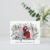 Calligrafie kerstpine Greenery Couple Foto Briefkaart (Staand voorkant)