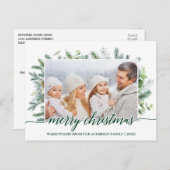Calligrafie-kerstpine Greenery-foto Briefkaart (Voorkant / Achterkant)
