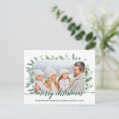 Calligrafie-kerstpine Greenery-foto Briefkaart (Staand voorkant)