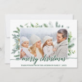Calligrafie-kerstpine Greenery-foto Feestdagenkaart (Voorkant)