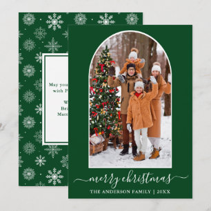 Calligrafie kerstsnowflakes Fotoplein groen Feestdagenkaart