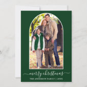 Calligrafie kerstsnowflakes Fotoplein groen Feestdagenkaart (Voorkant)