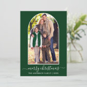 Calligrafie kerstsnowflakes Fotoplein groen Feestdagenkaart (Staand voorkant)