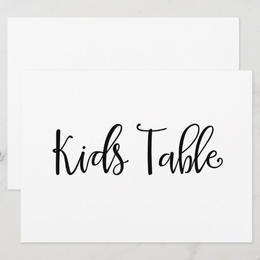 Calligrafie | "Kinder tafel" bruiloft Kaart (Voorkant / Achterkant)